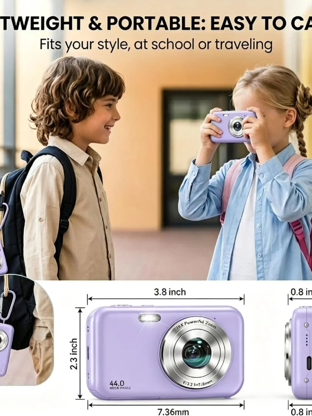 NEW 1080P Digital Camera with 32GB Cards - Purple